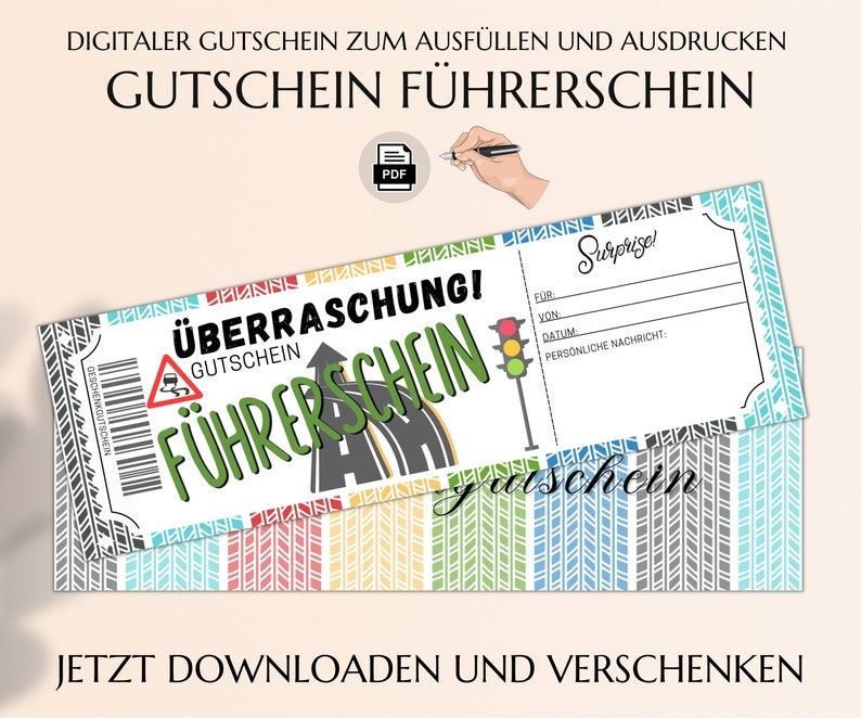 Führerschein Gutschein Vorlage zum Ausdrucken Führerschein-Zuschuss