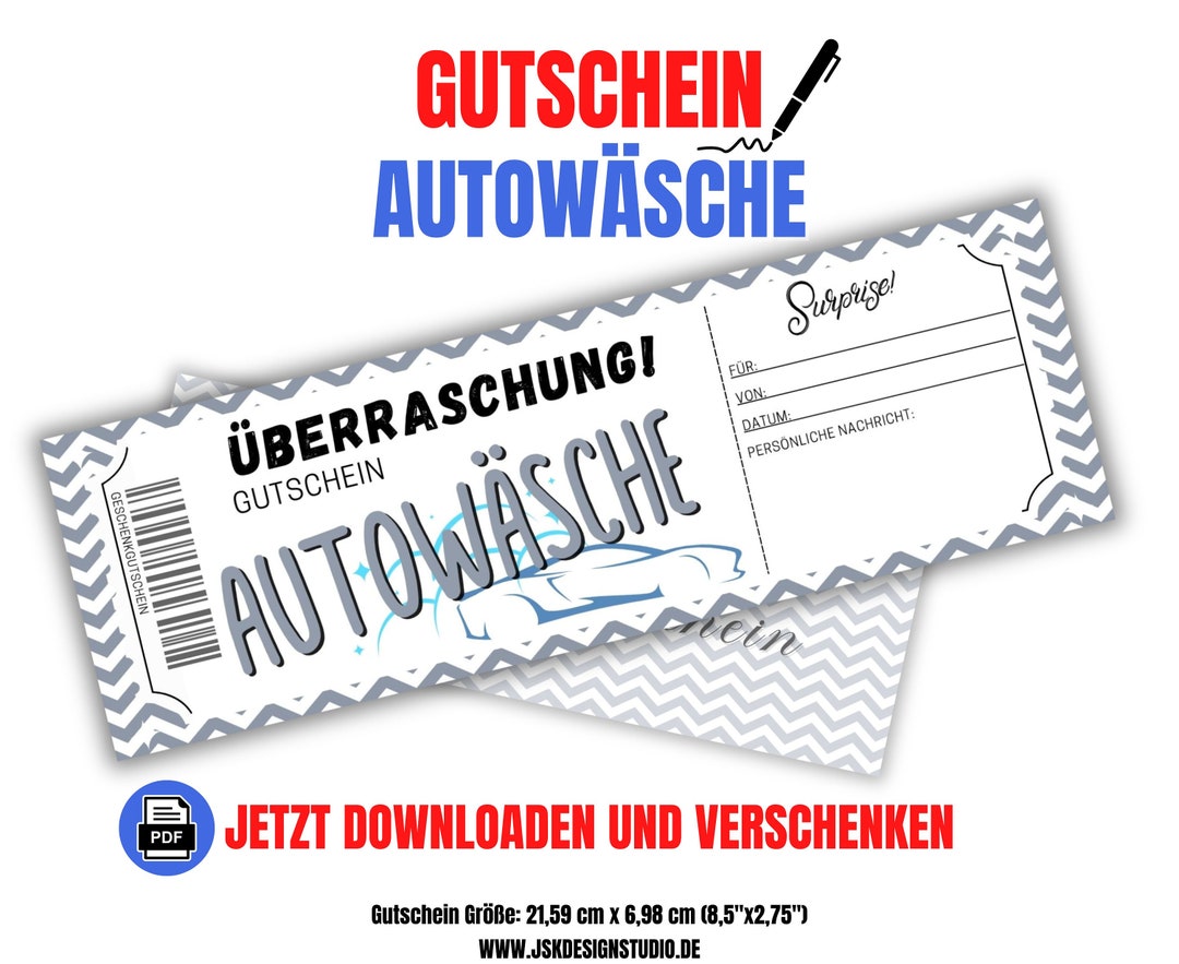Car Wash Voucher Template to Print | Car Wash Gift Voucher | Car ...