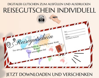 Reisegutschein zum Ausdrucken | PDF Download | Geburtstag Geschenk | Personalisierte Vorlage | Städtereise Städtetrip | JSK041