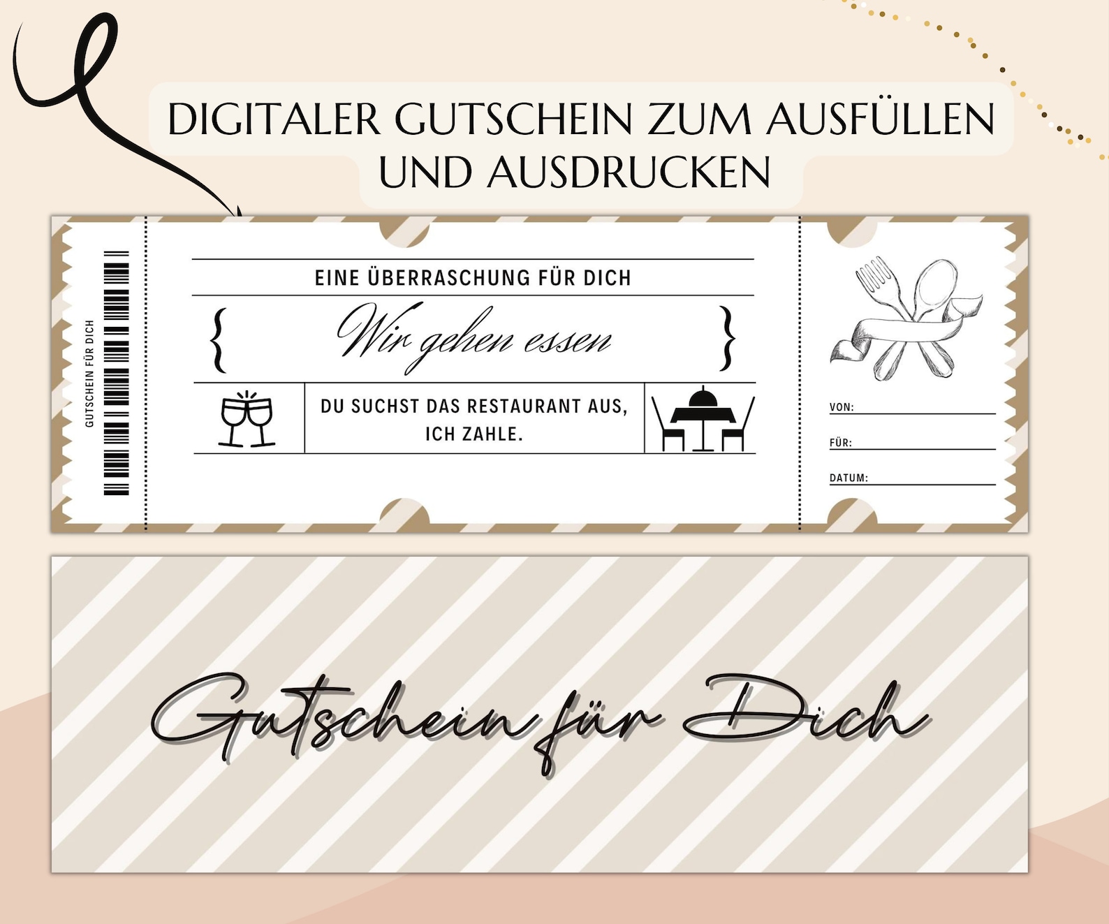 Gutschein Essen gehen Gutscheinvorlage zum Ausdrucken Restaurant