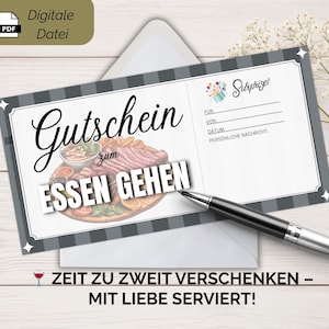 Szablon Vouchera na posiłki do wydrukowania – Pomysł na prezent w formacie PDF dla par i przyjaciół | Voucher na restaurację | Natychmiastowe pobranie