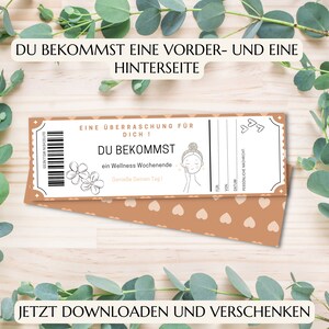 Gutschein Vorlage Wellness Gutscheinkarte PDF Download Geburtstag Geschenk Personalisiert JSK002 Bild 4