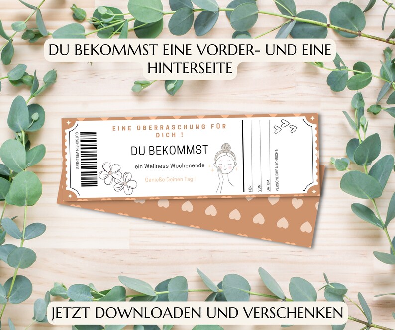 Gutschein Vorlage Wellness Gutscheinkarte PDF Download Geburtstag Geschenk Personalisiert JSK002 Bild 4