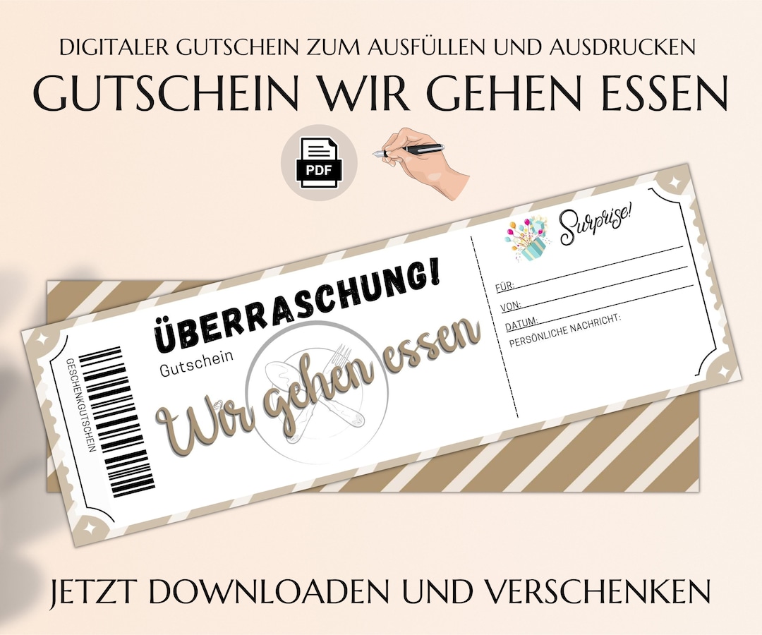 Gutschein Essen gehen Gutscheinvorlage zum Ausdrucken Restaurant