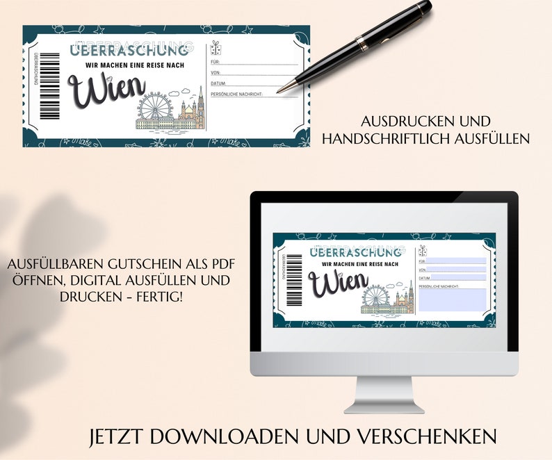 Gutschein Städtereise Wien Vorlage Zum Ausdrucken Inkl. Umschlag PDF