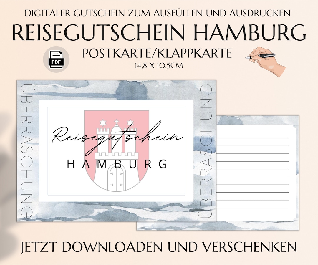 Reisegutschein Hamburg Gutschein Vorlage Klappkarte Zum Ausdrucken