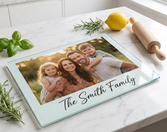 Personalised Cutting Board Glass Chopping Board Special Wedding Anniversary Birthday Custom Photo Gifts for Her Christmas Friends + Family