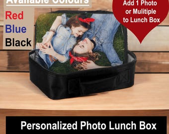 Custom Photo Lunch Box for Women Personalized Insulated Lunch Box for Men Lunchbox for Kids, Colours Black, Red and Blue Lunchboxes UK