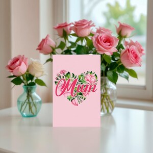 Pink Birthday Card Mum Greeting Notecard Motherinlaw Notelet Stepmum Inside Blank Flower Unique Kid Son Celebration Rose Watercolor