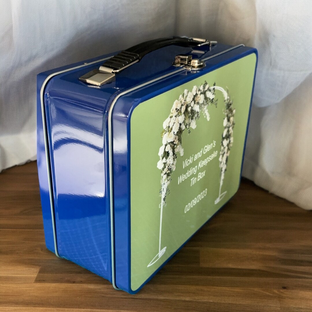 Wedding Keepsake Box Custom Gift Tin Lid Trunk Chest Sentimental Memory ...