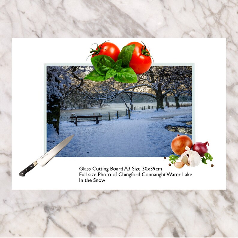 Personalized Photo Glass Cutting Board, Custom Chopping Mat, Unique