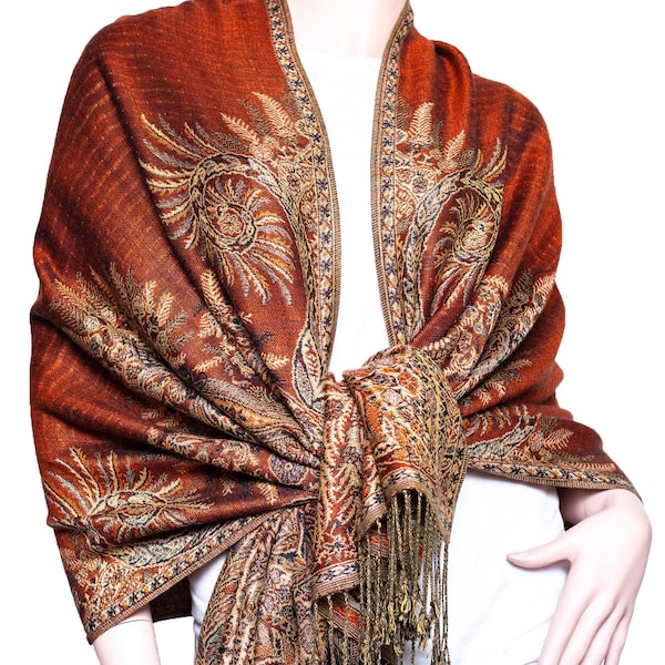 Phoenix Tail Thicker Pashmina Scarves Rust Brown