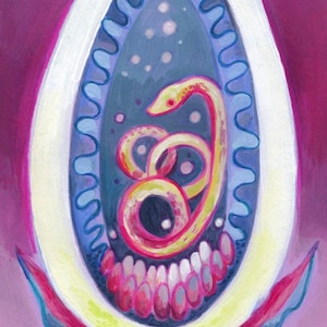 ORIGINAL ARTWORK , snake egg painting on paper.