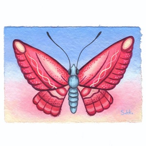 ORIGINAL ARTWORK , butterfly acrylic paintings , spring wall art, colorful painting, cottagecore, nature art, mini butterfly painting, pink image 2