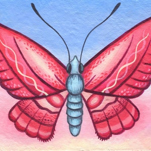 ORIGINAL ARTWORK , butterfly acrylic paintings , spring wall art, colorful painting, cottagecore, nature art, mini butterfly painting, pink image 3