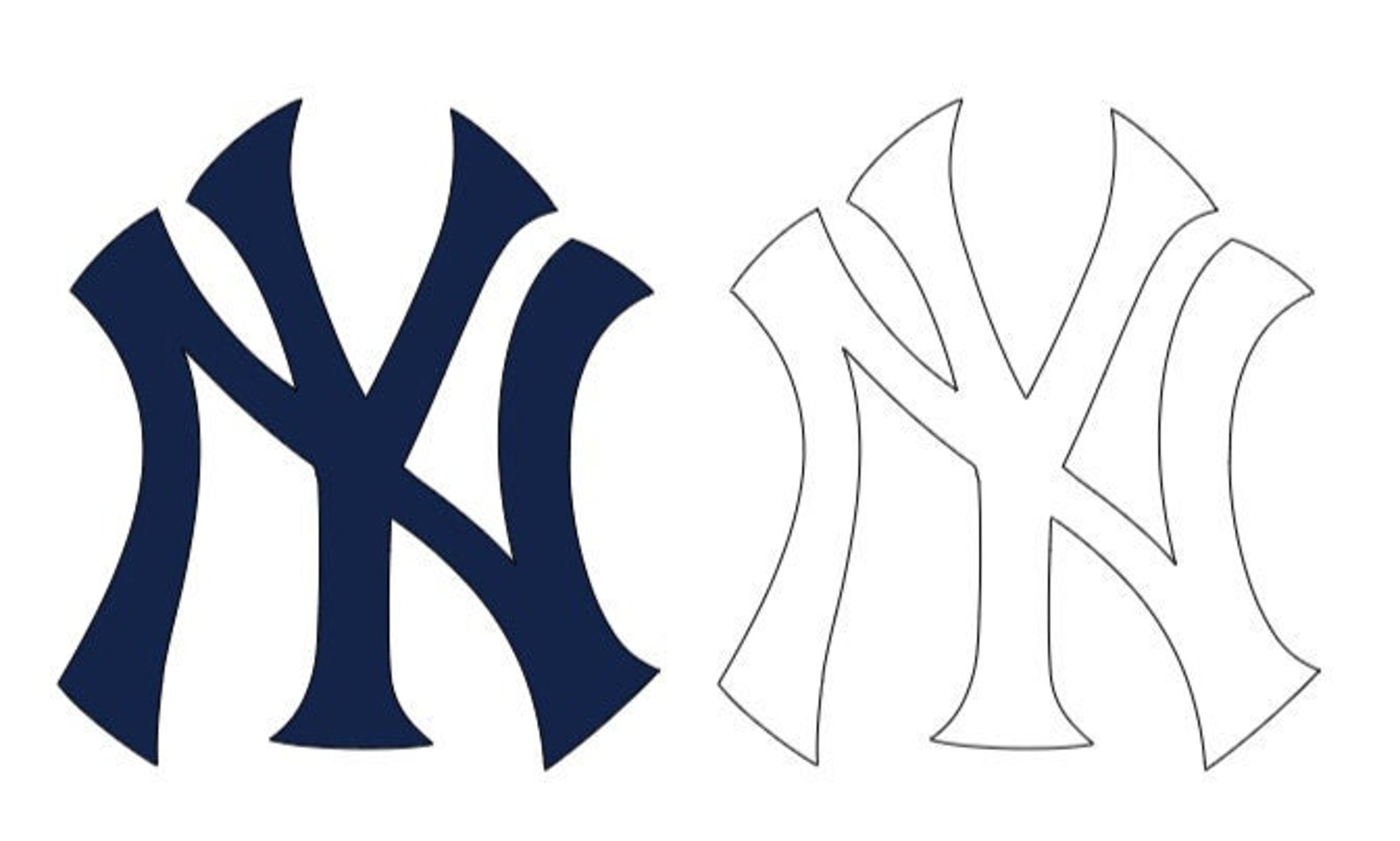 New York Yankees Logo Outline Car Decal _ Sticker_ Bumper | Etsy