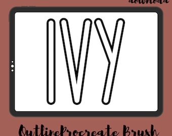 Ivy Outline Procreate-pensel, digital pensel, direktnedladdning