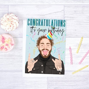 Alles Gute zum Geburtstag Karte Post Malone | HERZLICH GLÜCK, Es ist dein Geburtstag