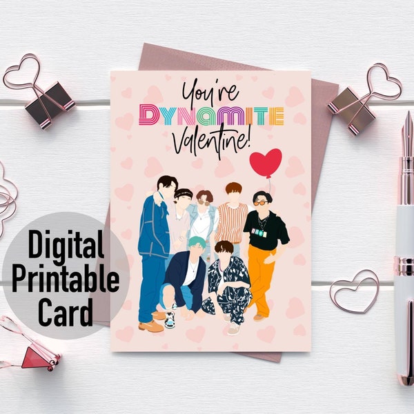 BTS DYNAMITE Valentine's Day Printable Card | You're DYNAMITE Valentine - Instant Download