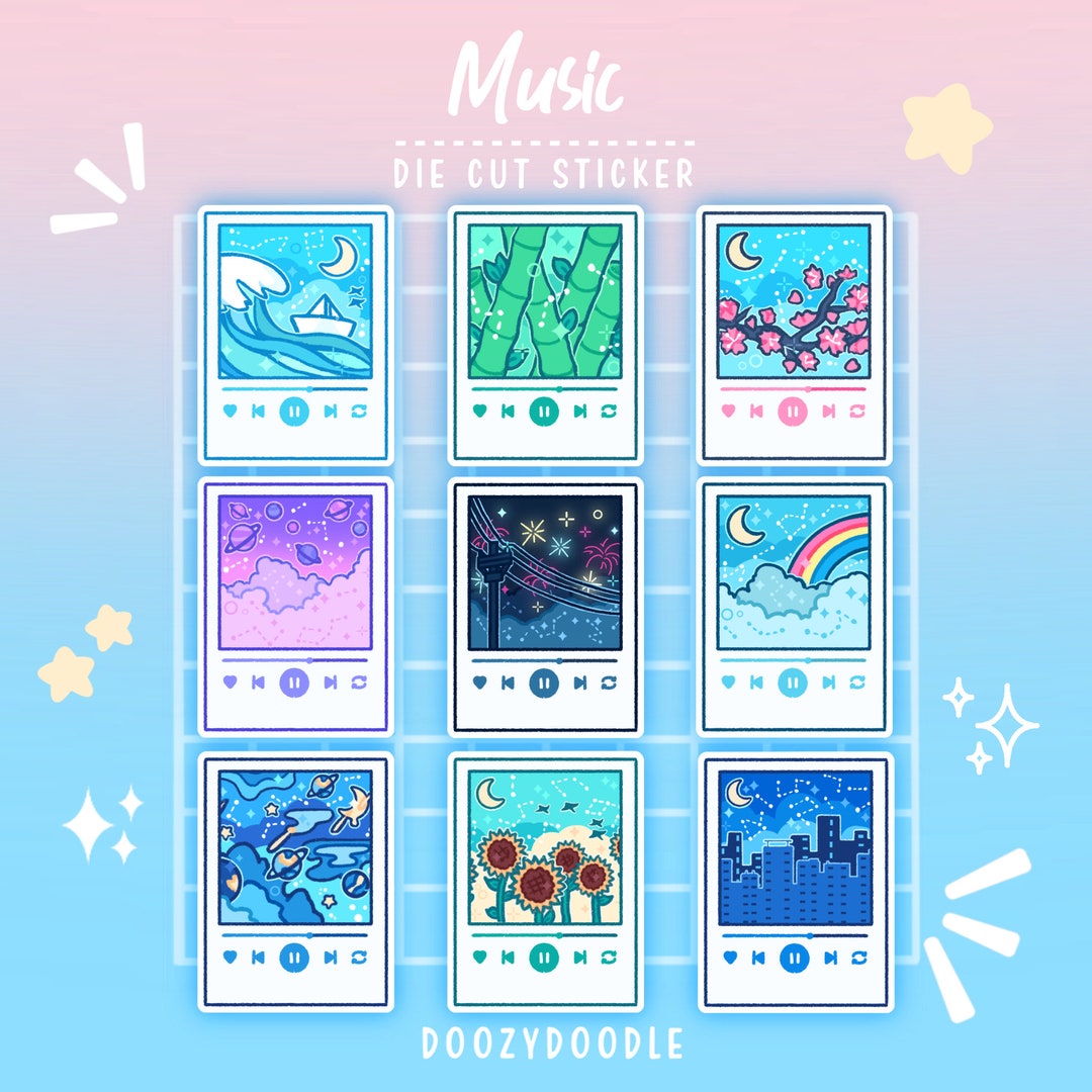 Music Sticker Set MUSIC STICKER (3 INCH Sticker) | Cute Stickers | Glossy Stickers | 9 ...