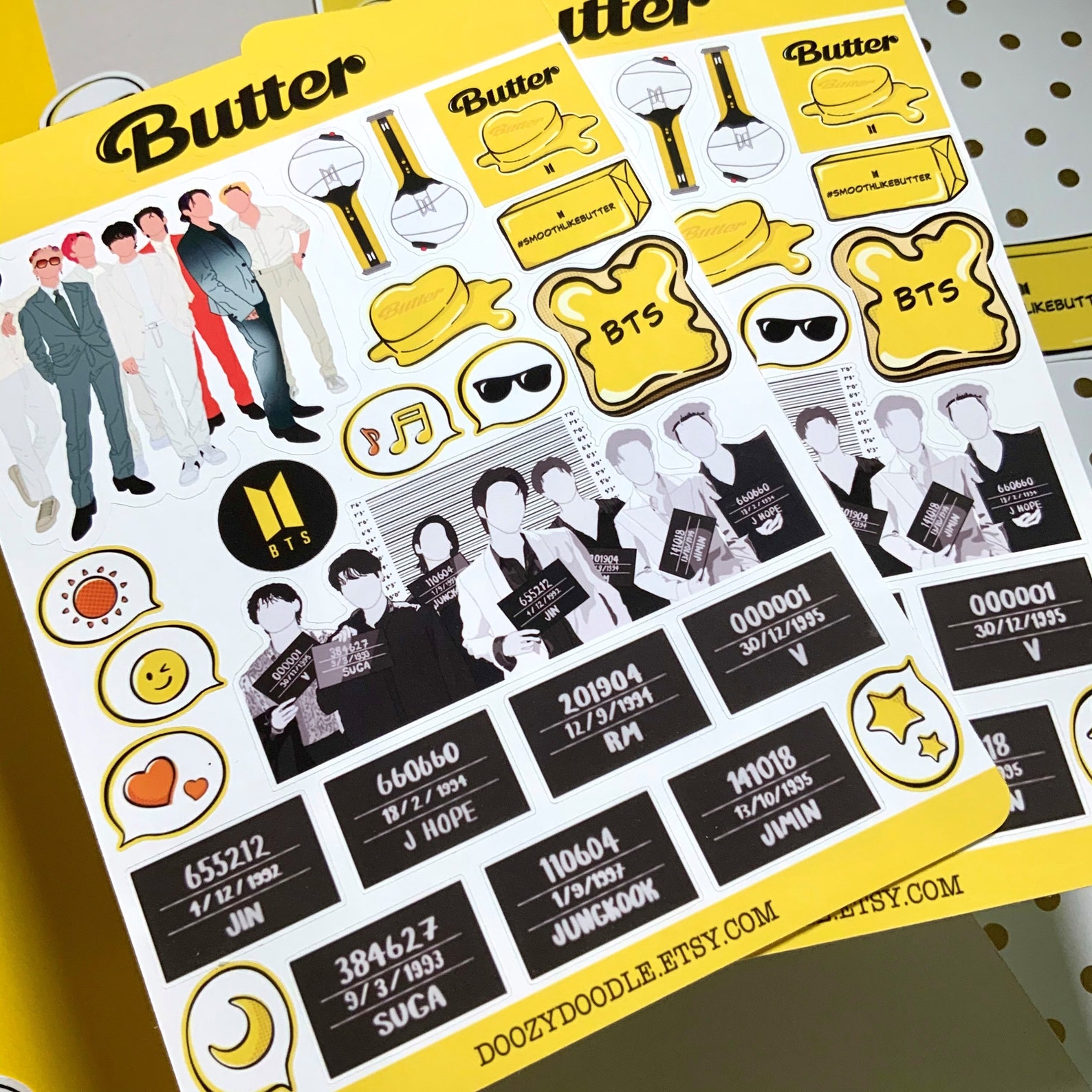 bts butter inspired 3 sticker sheets bundle k pop army etsy