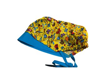 Happy Bugs Cotton scrub cap for women ponytail-nurse/scrub cap-surgical.