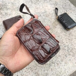 Krokodilleder Kartengeldbeutel handgemachte minimalistische Brieftasche für Männer und Frauen