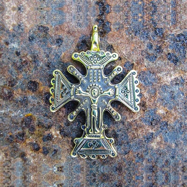 Ukrainian brass cross necklace pendant,Vintage Brass Cross necklace pendant,rustic brass cross charm,traditional ukrainian brass jewellery
