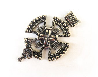 large Canterbury Cross necklace pendant,Big Neusilber cross necklace pendant,Ukraine jewelry,medieval Neusilber cross necklace charm