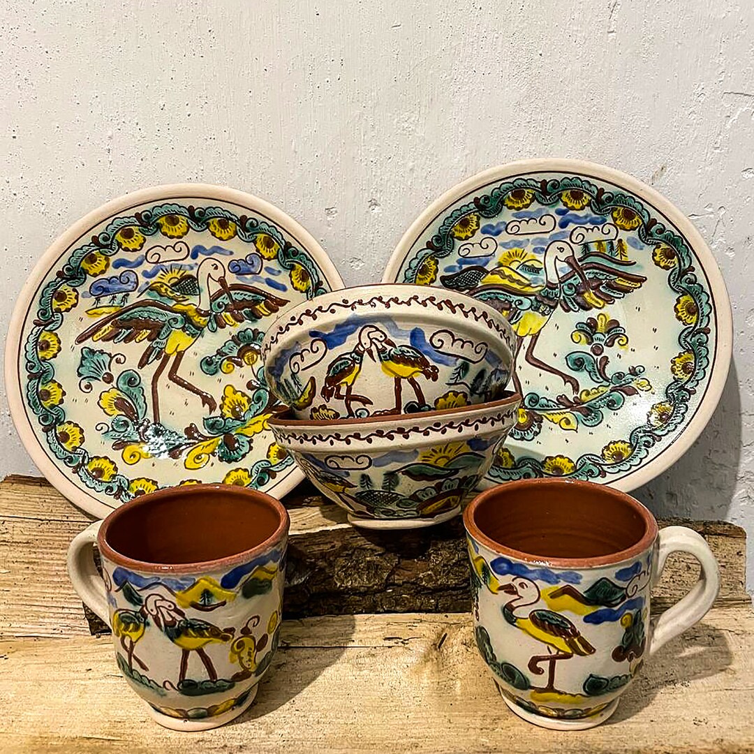 Kosiv Ceramic Dinnerware Set,handmade Ceramic Pottery Set,ukrainian ...