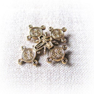 4 Bronze Maltese Cross Charms Filigree Metal 55mm chs4206