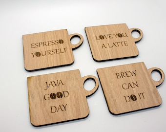Coffee Mug Wood Coasters | Wood Coasters | Handmade Coasters
