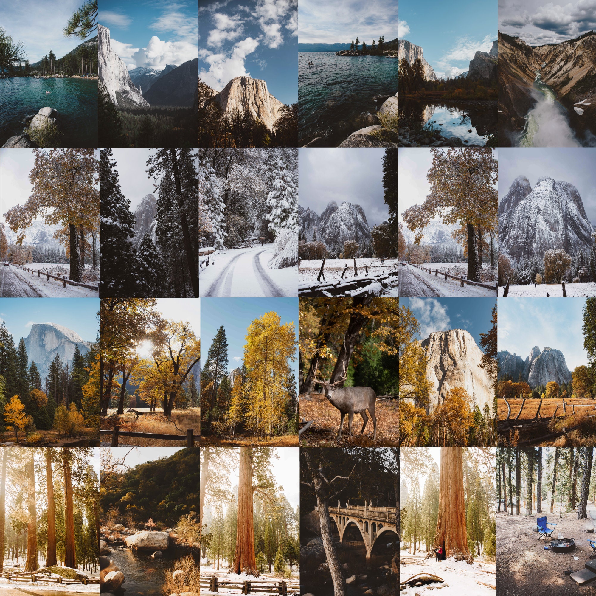 48pc National Park Travel Adventure Aesthetic Photo Wall Collage *Updated!* (Yosemite, Yellowstone, Sequoias, Tahoe)