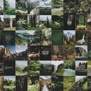 100Stk Nationalpark Welt Wandern Abenteuer Wald Drucke - Ästhetische Digitale Foto-WandCollage Kit mit Grafiken und Zitaten!