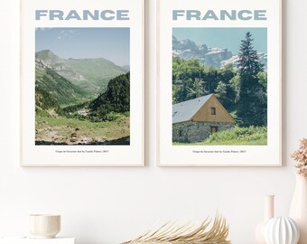 France Art Photography Travel Poster Digital Prints Set of 2 | Adventure Hiking Wall Collage Kit