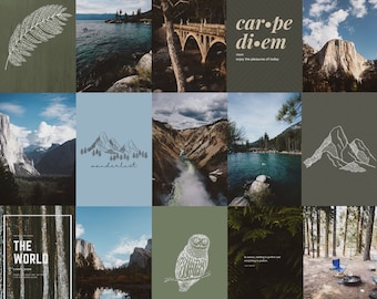 24pc National Park Travel Adventure Aesthetic Photo Wall Collage *Updated!* (Yosemite, Yellowstone, Sequoias, Tahoe)