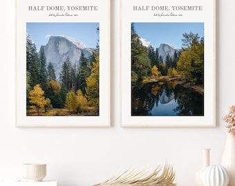 Yosemite Art Photography Travel Poster Digital Prints Set of 2 | Adventure Hiking Wall Collage Kit