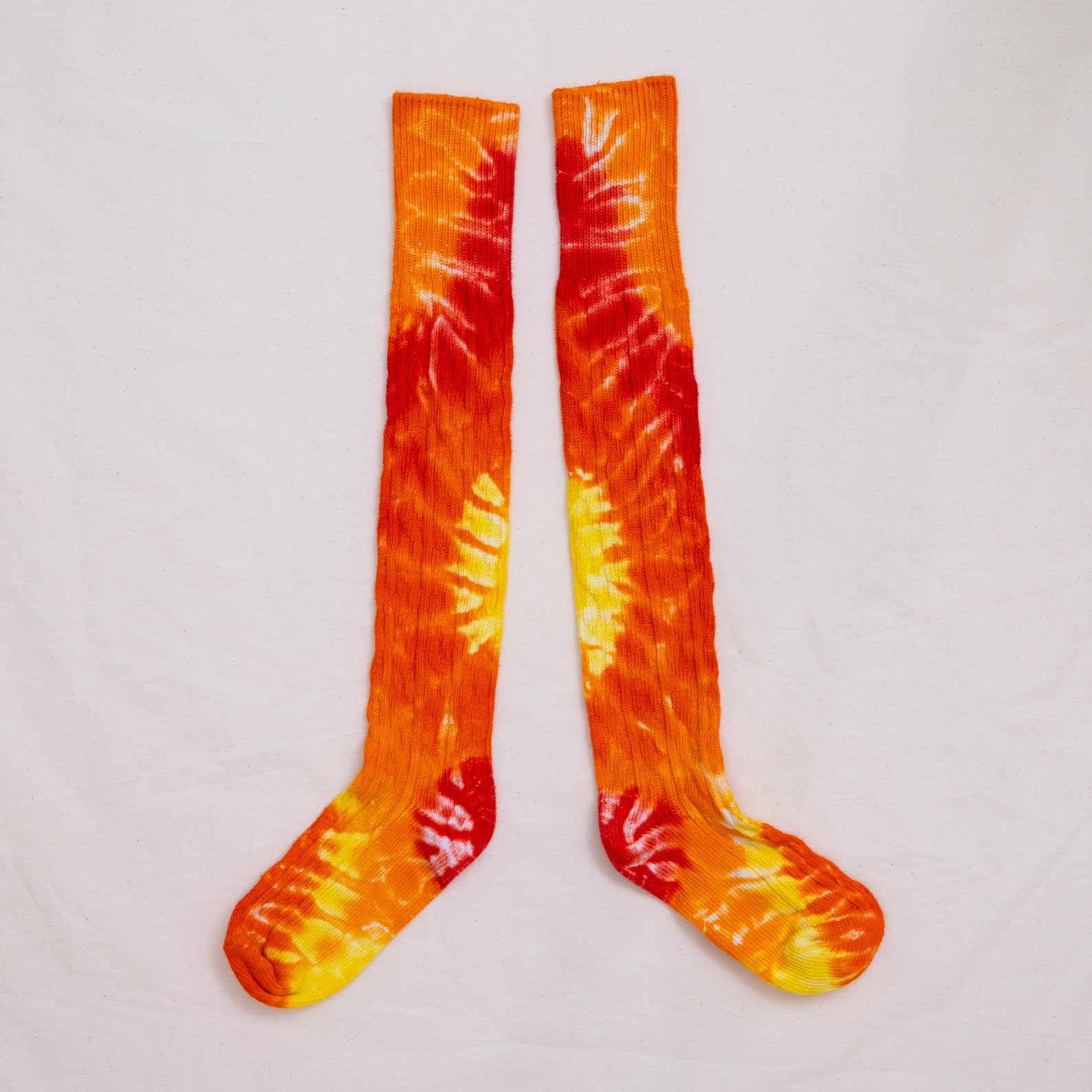 Tie Dyed Knee Sokken Oranje en Geel Etsy Nederland