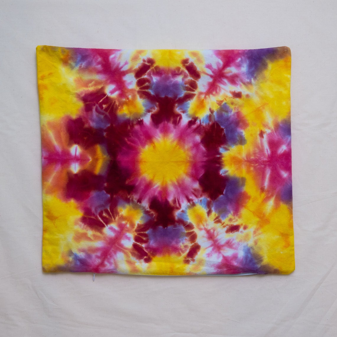 Tie Dyed Pillow Cover Purple Pink Yellow Dye for 20x20 Insert Etsy UK