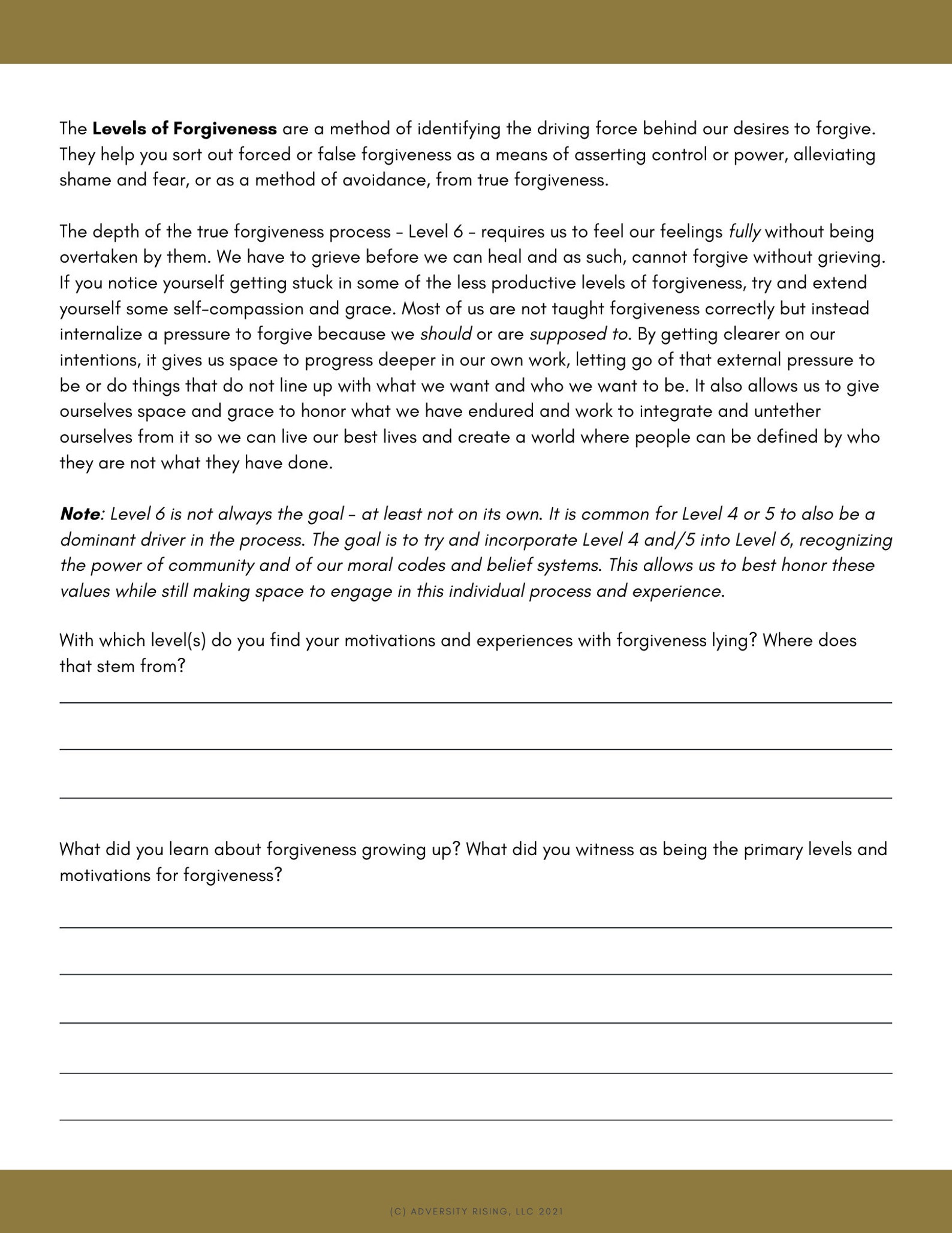 Levels of Forgiveness DIGITAL Handout Designed to Help Clarify the ...