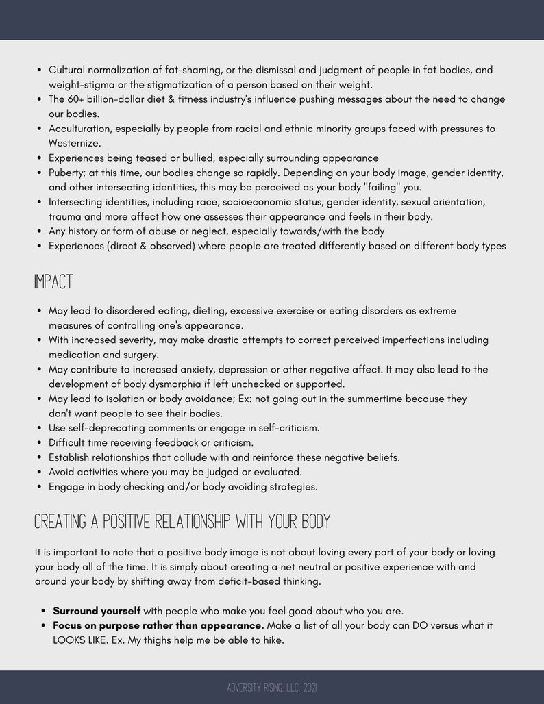Body Image DIGITAL Handout - What is It, How is It Developed and How Do ...