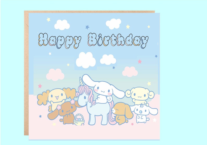 Cinnamoroll Birthday Card Cinnamoroll and Friends Birthday Card ...