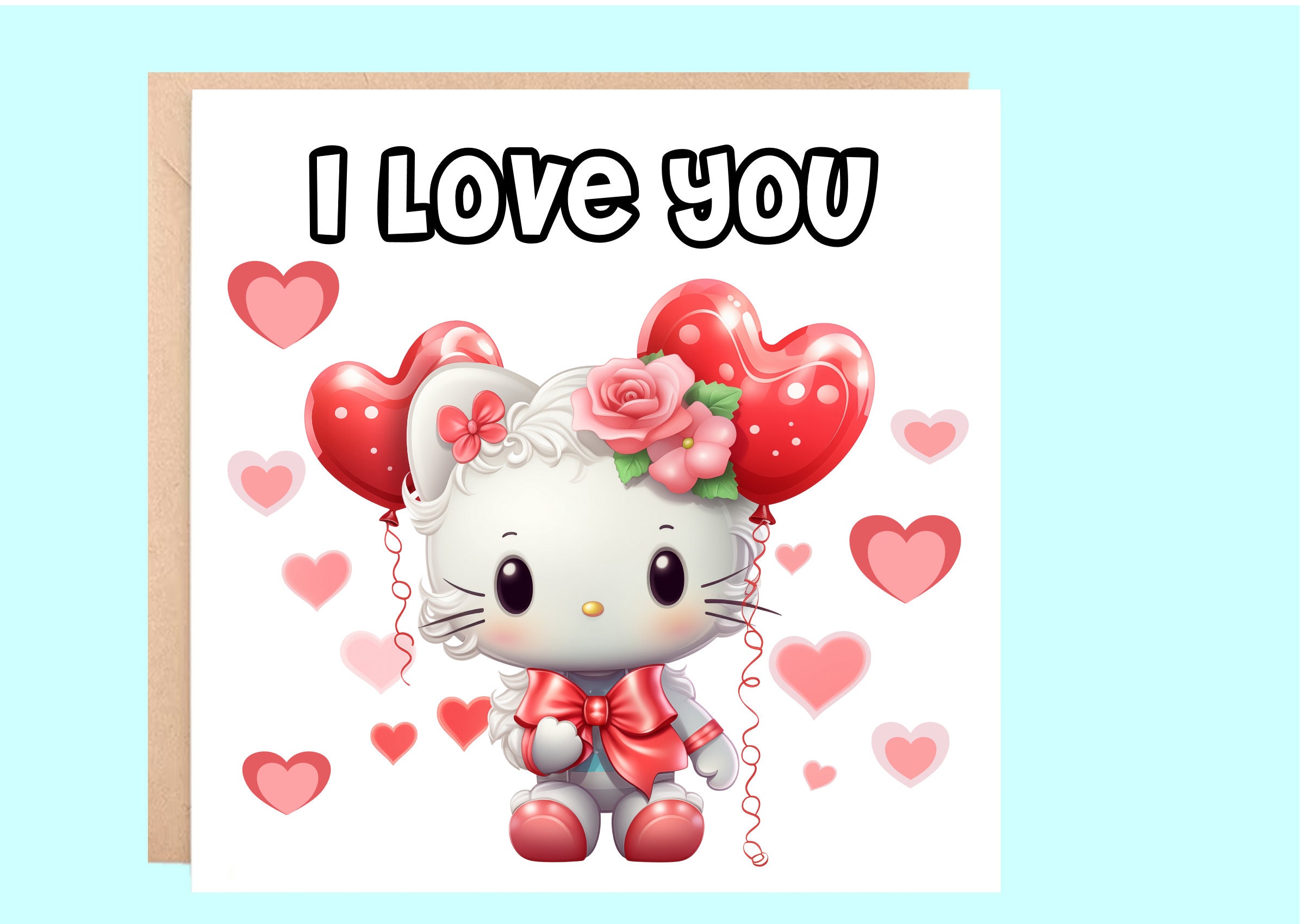 Valentines Day Card Hello Kitty Valentines Day Card Pink Hello Kitty ...