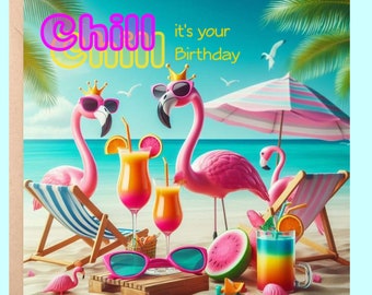 Birthday Card - Cute Flamingo Cards For Her - Birthday Card For Him -  Birthday Cards - Cute Animal Birthday Card Mum Birthday Card