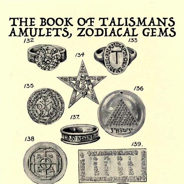 TALISMANS, AMULETS & Zodiacal Gems, 1922 vintage book, different talisman + amulet explained, gemstones for your astrology sign, zodiac, PDF