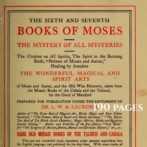 SIXTH & SEVENTH BOOK of Moses, illustrated, magical seals, sigils, grimoire, incantations, Kabbalah, spells, magic, 190 page Pdf download
