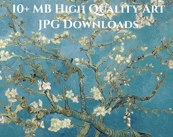 Van Gogh Digital Art Download, high-resolution 10MB JPG, digital image instant download, "Almond Blossom",  perfect for crafts, wallpaper
