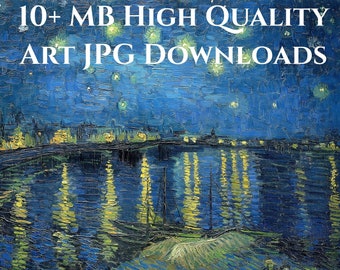 Van Gogh Digital Art Download, high-resolution 10MB JPG, digital image instant download, Starry Night over the Rhône, crafts, wallpaper