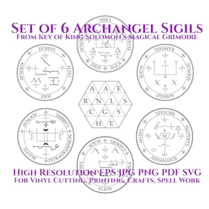 AARTSENGEL SIGILS Koning Salomo Magisch Symbool, Vinyl, Cut, Cricut, Svg, Pdf, Jpg, Png, Eps, Afdrukbaar, Magie, Occult, Hekserij, Halloween
