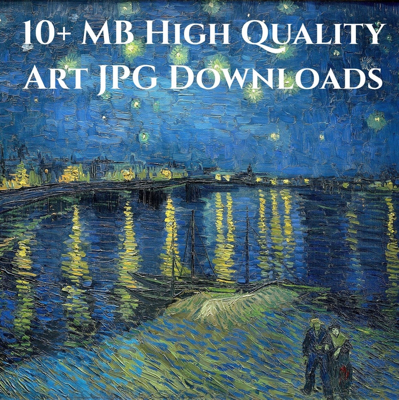 Van Gogh Digital Art Download, high-resolution 10MB JPG, digital image instant download, Starry Night over the Rhône, crafts, wallpaper image 1